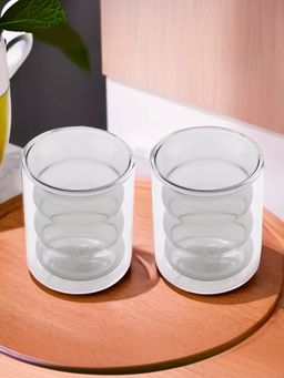 The Better Home - Curvy Colored Double Walled Glass 200ML Grey Pack of 2