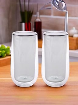 The Better Home - Colored Double Walled Glass 240ML Grey Pack of 2