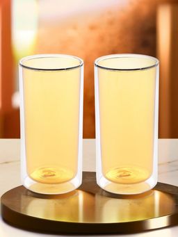 The Better Home - Colored Double Walled Glass 250ML Yellow Pack of 2
