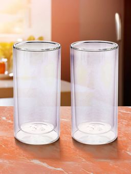 The Better Home - Colored Double Walled Glass 250ML Transparent Pack of 2