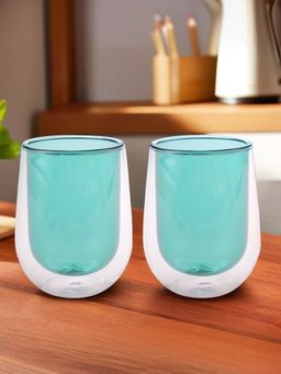 The Better Home - Colored Double Walled Cup Green Pack of 2