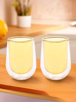 The Better Home - Colored Double Walled Cup Yellow Pack of 2