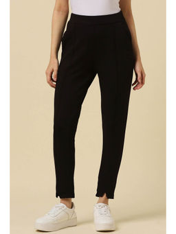 Allen Solly - Women Black Regular Fit Solid Casual Trousers