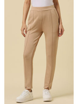 Allen Solly - Women Beige Regular Fit Solid Casual Trousers