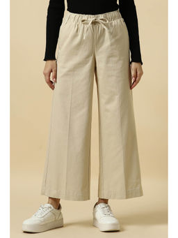 Allen Solly - Women Beige Regular Fit Textured Casual Trousers