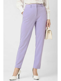 Van Heusen - Women Lilac Solid Formal Regular Fit Trousers