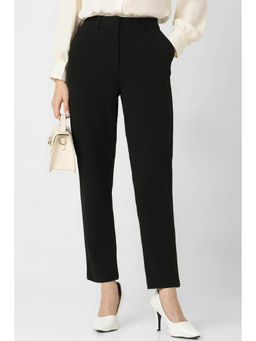 Van Heusen - Women Black Solid Formal Regular Fit Trousers
