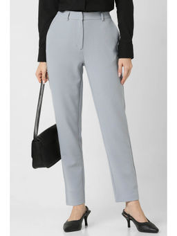 Van Heusen - Women Grey Solid Formal Regular Fit Trousers