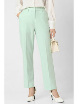 Van Heusen - Women Green Solid Formal Regular Fit Trousers
