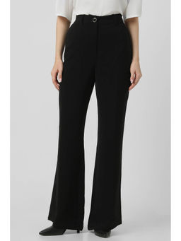 Van Heusen - Women Black Solid Regular Fit Trousers
