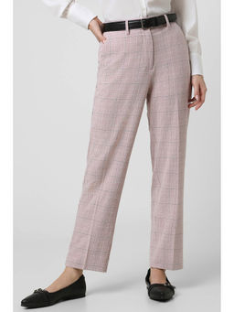 Van Heusen - Women Pink Check Formal Regular Fit Trousers
