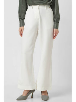 Van Heusen - Women White Solid Formal Regular-Fit Trousers