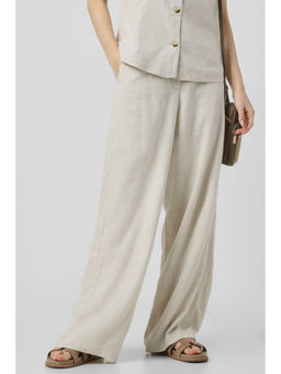 Van Heusen - Women Beige Textured Casual Regular Fit Trousers