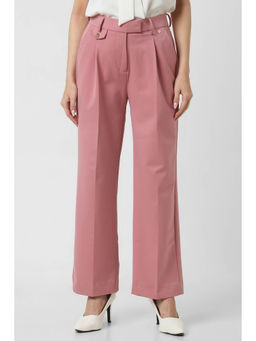 Van Heusen - Women Pink Solid Formal Regular-Fit Trousers