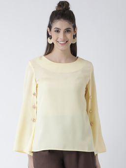 KASSUALLY - Yellow Solid A-Line Top