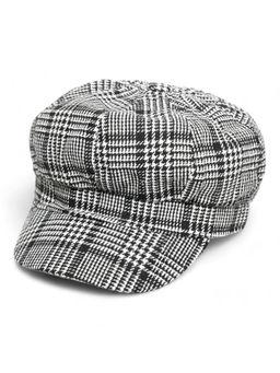 CHOKORE - Men Black Vintage Cotton Checked Design Bakeboy Cap