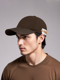 CHOKORE - Men Brown Casual Curved Brim Leather Adjustable & Cotton Baseball Cap