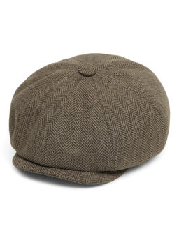 CHOKORE - Men Brown Herringbone Vintage Baker Boy Flat Cap
