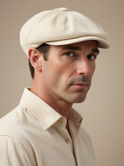 CHOKORE - Men Beige Simple Corduroy Beret Style Cap