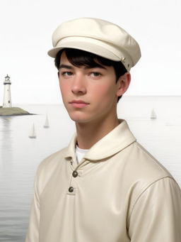 CHOKORE - Men Off White Classic Retro Design Leather Beret Cap