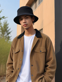 CHOKORE - Men Black Reversible Corduroy Style Cotton Bucket Hat
