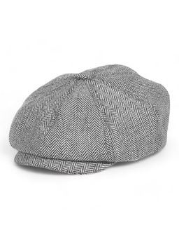 CHOKORE - Men Black Herringbone Pattern Vintage Baker Boy Cap