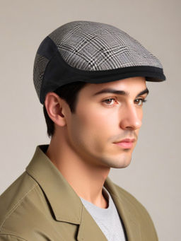 CHOKORE - Men Black Fashionable Retro British Plaid Ivy Cap