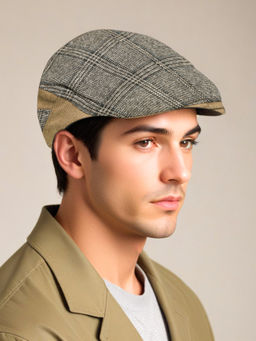 CHOKORE - Men Beige Fashionable Retro British Plaid Ivy Cap