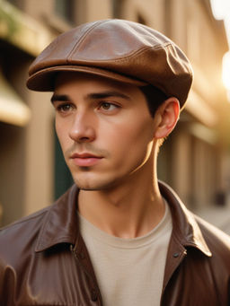 CHOKORE - Men Brown Stylish Vintage Crocodile Pattern Leather Ivy Cap