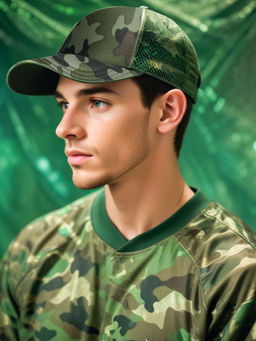 CHOKORE - Men Green Camouflage Breathable Mesh Cap