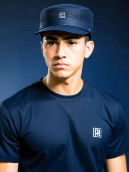 CHOKORE - Men Navy Blue Breathable Mesh Flat Top Cap