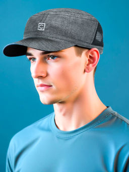 CHOKORE - Men Black Linen Mesh Flat Top Cap