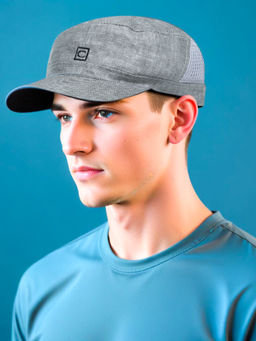 CHOKORE - Men Grey Linen Mesh Flat Top Cap