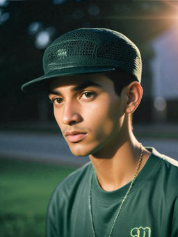 CHOKORE - Men Green Summer Flat Top Cap in Mesh Fabric