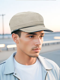CHOKORE - Men Beige Retro Washed Flat Top Cap
