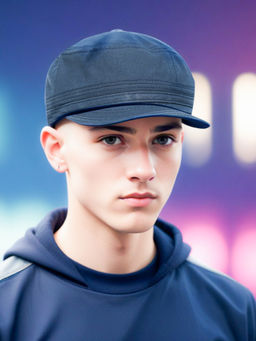 CHOKORE - Men Navy Blue Classic Flat Top Cap with Curved Brim