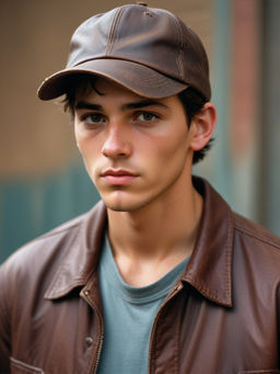 CHOKORE - Men Brown Retro Leather Baseball Cap