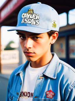 CHOKORE - Men Blue Flat Brim Embroidered Baseball Cap