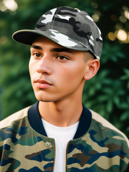 CHOKORE - Men Grey Camouflage Flat Brim Baseball Cap
