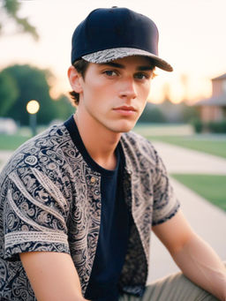 CHOKORE - Men Black American Flat Brim Printed Baseball Cap