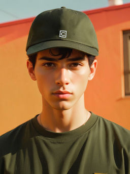 CHOKORE - Men Green Cotton Camping Cap with Flat Brim