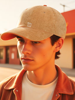 CHOKORE - Men Beige All Seasons Corduroy Baseball Cap