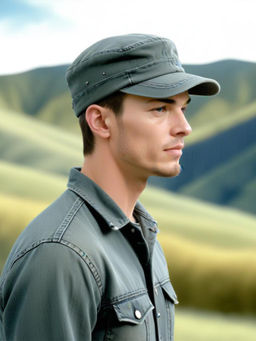 CHOKORE - Men Green Faded Cotton Flat Top Cap