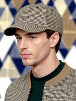 CHOKORE - Men Brown Autumn Herringbone Pattern Baseball Cap