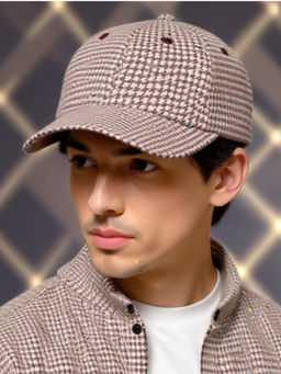 CHOKORE - Men Red Autumn Herringbone Pattern Baseball Cap