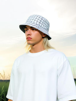 CHOKORE - Men White Reversible Plaid Bucket Hat