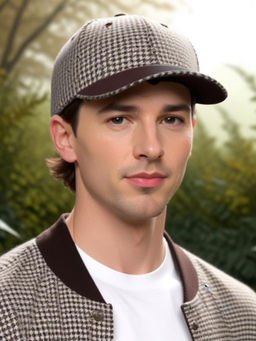 CHOKORE - Men Brown Retro Houndstooth Pattern Baseball Cap