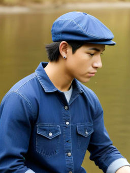 CHOKORE - Men Navy Blue Denim Flat Ivy Cap