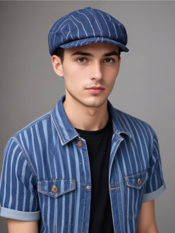 CHOKORE - Unisex Navy Blue Striped Baseball Denim Ivy Casual Cap