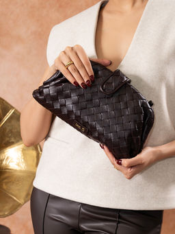 Inc.5 - Womens Coffee Brown Woven Sling Bag